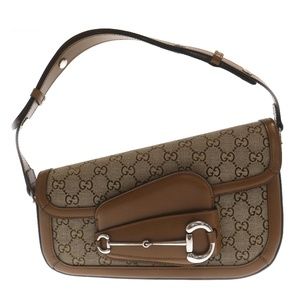 Gucci Horsebit 1955 Small Shoulder Bag GG Pattern Brown